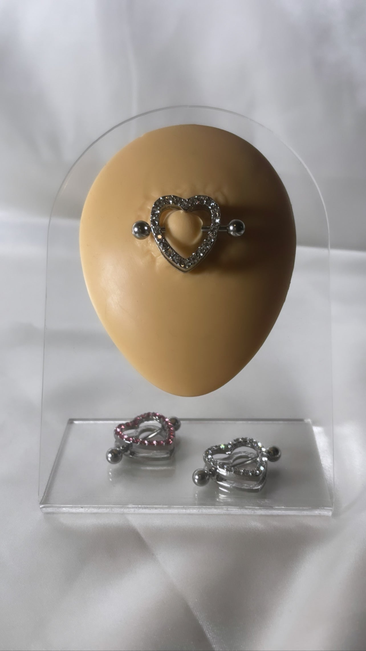 Luxe Modz Heart Nipple Ring Shields with Jewels Surgical Steel 14G Nipple  Piercing Jewelry Set - Walmart.com